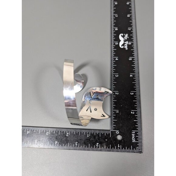 Silver Tone Cat Bypass Wrap Statement Cuff Bracelet Bold 8.5 inch - Picture 8 of 9